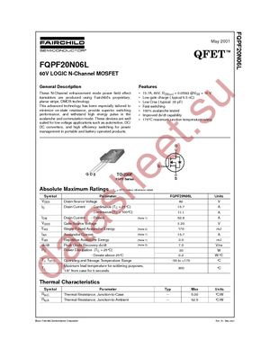FQPF20N06L datasheet  